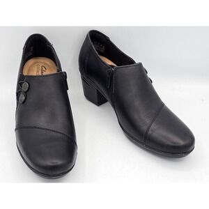 Clarks Emslie Warren Women's Loafers Black Leather 9 M‎ Casual Comfort Shoes
